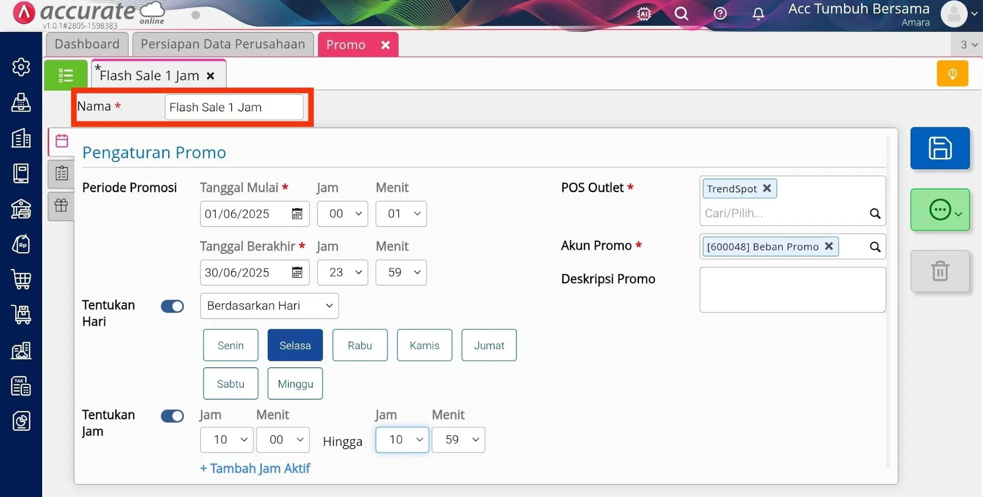 2 Cara membuat promo flash sale pada Accurate POS